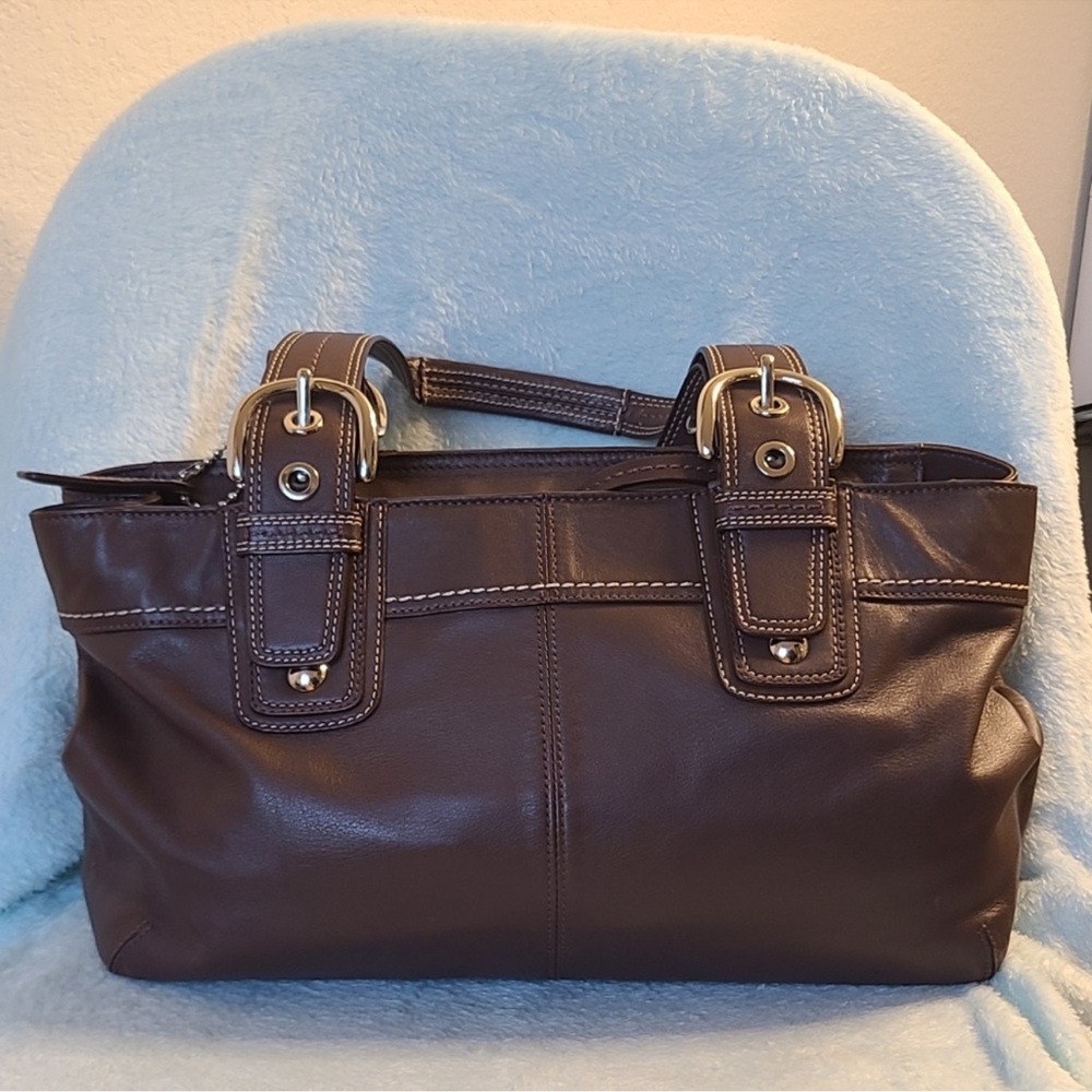 Coach SoHo Pleated Vintage Brown Leather Shoulder Bag - Picture 4 of 14